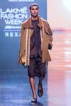 Buy_Nikita Mhaisalkar_Brown Luxe Suiting Oversized Collar Jacket _at_Aza_Fashions