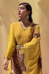 Saundh_Yellow Gathered Hem Kurta Set_Online_at_Aza_Fashions