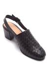 Buy_Tissr_Black Basket Weave Texture Ankle Strap Mules_at_Aza_Fashions
