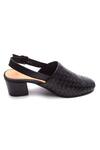 Tissr_Black Basket Weave Texture Ankle Strap Mules_Online_at_Aza_Fashions