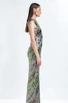 Therealb_Multi Color Polyester Sequin Work Round Supernova Gown _Online_at_Aza_Fashions