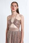 Therealb_Beige Polyester Sequin Halter Neck Trance Embroidered Top And Skirt Set _Online_at_Aza_Fashions