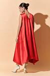 Shop_Therealb_Red 100% Satin Round A-line Dress _at_Aza_Fashions