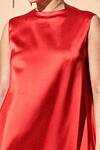 Therealb_Red 100% Satin Round A-line Dress _at_Aza_Fashions