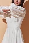 Shop_Therealb_White 100% Recycled Cotton Lace Mandarin Collar Embroidered Dress_Online_at_Aza_Fashions
