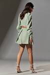 Shop_Therealb_Green 20% Cotton, 80% Polyester Box Pleated Mini Skirt _at_Aza_Fashions