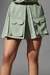 Buy_Therealb_Green 20% Cotton, 80% Polyester Box Pleated Mini Skirt _Online_at_Aza_Fashions