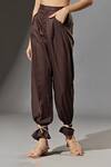 Therealb_Brown 80% Polyester Plain High Waist Pant _Online_at_Aza_Fashions