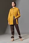 Therealb_Yellow 20% Cotton, 80% Polyester Collared Neck Oversized Shirt _Online_at_Aza_Fashions