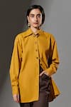 Shop_Therealb_Yellow 20% Cotton, 80% Polyester Collared Neck Oversized Shirt _Online_at_Aza_Fashions