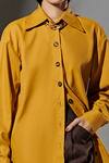 Therealb_Yellow 20% Cotton, 80% Polyester Collared Neck Oversized Shirt _at_Aza_Fashions