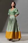 Shop_TheRealB_Yellow 80% Polyester Colour Block Pleated Skirt  _Online_at_Aza_Fashions