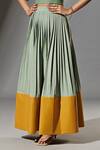 TheRealB_Yellow 80% Polyester Colour Block Pleated Skirt  _at_Aza_Fashions