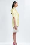 Buy_Therealb_Yellow Polyester Floral Notched Lapel Collar Woven Dress _Online_at_Aza_Fashions