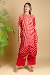 Dyelogue_Red Gajji Silk Bandhani Kurta_Online_at_Aza_Fashions