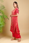 Buy_Dyelogue_Red Gajji Silk Bandhani Kurta_Online_at_Aza_Fashions