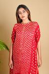 Shop_Dyelogue_Red Gajji Silk Bandhani Kurta_Online_at_Aza_Fashions