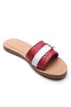 Buy_Tissr_Red Textured Buckle Strap Sliders_at_Aza_Fashions