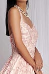 Shop_Mala and Kinnary_Pink Tulle Embroidery V Neck Embellished Gown  _Online_at_Aza_Fashions