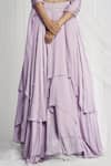 Buy_Mala And Kinnary_Purple Georgette, Dupatta Organza Scoop Neck Layered Lehenga Set _Online_at_Aza_Fashions