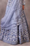 Shop_Trisvaraa_Blue Pure Silk Organza V Neck Kurta Bridal Lehenga Set  _Online_at_Aza_Fashions