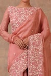 Buy_Trisvaraa_Pink Pure Silk Organza Straight Saree Set  _Online_at_Aza_Fashions