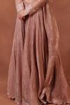 Buy_Trisvaraa_Brown Handwoven Pure Katan Silk V Neck Jacket Lehenga Set  _Online_at_Aza_Fashions