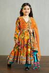 Buy_Torani_Orange Handwoven Chanderi Santree Mastani Anarkali With Dupatta  _at_Aza_Fashions