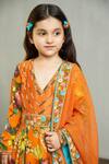 Torani_Orange Handwoven Chanderi Santree Mastani Anarkali With Dupatta  _Online_at_Aza_Fashions