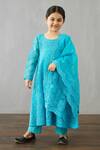 Buy_Torani_Blue Firoza Paavni Anarkali Set For Girls_at_Aza_Fashions