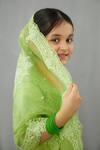 Torani_Green Angoori Meher Paasa Lehenga Set For Girls_Online_at_Aza_Fashions