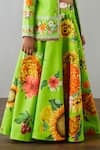 Buy_Torani_Green Chanderi, Cotton Embroidery Angoori Guncha Jacket And Lehenga Set _Online_at_Aza_Fashions