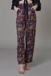 Saaksha & Kinni_Multi Color Satin Semicircle Print Trouser_Online_at_Aza_Fashions
