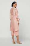 Shop Meadow Pink Linen, Silk Chanderi Spread Collar Tunic And Pant Set at Aza Fashions Shop_Meadow_Pink Linen, Silk Chanderi Spread Collar Tunic And Pant Set _at_Aza_Fashions
