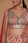 Buy_Two Sisters By Gyans_Multi Color Blouse Mirror Embroidered Lehenga Set_Online_at_Aza_Fashions