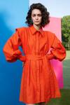Buy_Apz_Orange Linen Twister Shirt Dress_at_Aza_Fashions