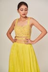 Tamaraa By Tahani_Green Mull Silk Embellished Sequins Sweetheart Neck Bouse Sharara Set _Online_at_Aza_Fashions