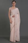 Talking Threads_Pink Pure Crepe Round Embroidered Saree With Blouse  _Online_at_Aza_Fashions