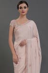 Buy_Talking Threads_Pink Pure Crepe Round Embroidered Saree With Blouse  _Online_at_Aza_Fashions