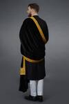 Shop_Talking Threads_Black Sherwani Set With Silk Velvet Shawl_at_Aza_Fashions