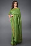 Buy Talking Threads Green Silk Linen Round Embroidered Saree Set Online at Aza Fashions Buy_Talking Threads_Green Silk Linen Round Embroidered Saree Set _Online_at_Aza_Fashions