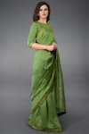 Talking Threads Green Silk Linen Round Embroidered Saree Set Online at Aza Fashions Talking Threads_Green Silk Linen Round Embroidered Saree Set _Online_at_Aza_Fashions