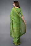 Shop Talking Threads Green Silk Linen Round Embroidered Saree Set at Aza Fashions Shop_Talking Threads_Green Silk Linen Round Embroidered Saree Set _at_Aza_Fashions