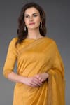 Shop_Talking Threads_Yellow Silk Linen Round Embroidered Saree  _Online_at_Aza_Fashions