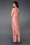 Shop_Talking Threads_Pink Dupatta- Organza Silk, Kurta, Pant- Chanderi Pearl, Bead, Embroidered Set _at_Aza_Fashions