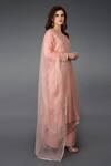 Talking Threads_Pink Dupatta- Organza Silk, Kurta, Pant- Chanderi Pearl, Bead, Embroidered Set _Online_at_Aza_Fashions