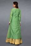 Shop_Talking Threads_Green Dupatta- Organza Silk, Kurta, Pant- Chanderi Pearl, Bead, Embroidered Set _Online_at_Aza_Fashions