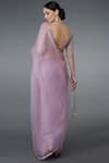 Shop_Talking Threads_Purple Organza Silk Leaf Neck Embellished Saree Set  _at_Aza_Fashions