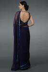 Shop_Talking Threads_Blue Silk Chiffon V Neck Embroidered Saree With Blouse  _at_Aza_Fashions