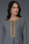 Shop_Talking Threads_Grey Cotton Round Embroidered Kurta Dhoti Pant Set _Online_at_Aza_Fashions